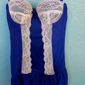 Blue with pink lacey detail nightie